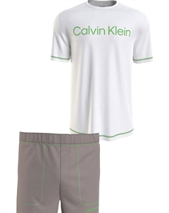 Пижама Underwear "S/S SHORT SET" (2 шт.), с принтом на груди, цвет White_Top,_Satelite_Bottom Calvin klein