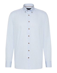Рубашка с длинными рукавами и тонкими полосками, голубой Bugatti