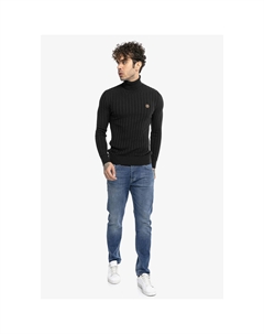 Свитер-водолазка "Киев" с полосатым узором вязки, черный Redbridge