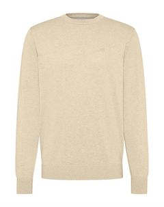 Свитер с круглым вырезом, изготовлен из 100% хлопка, бежевый Bugatti