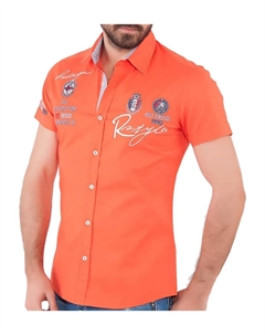 Рубашка с короткими рукавами "Irvine", приталенного кроя, с вышивкой, цвет Orange Redbridge