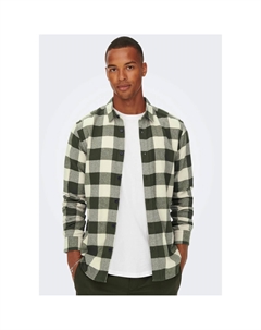 Рубашка в клетку "GUDMUND LS CHECKED SHIRT", оливковый Only & sons