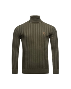 Свитер-водолазка "Киев" с полосатым узором вязки, хаки Redbridge