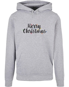 Толстовка с капюшоном " Men's Merry Christmas Lights Basic Hoody", серый Merchcode