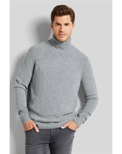 Свитер с высоким воротником и ромбовидным 3D-узором, серый Bugatti