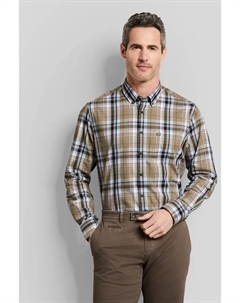 Рубашка с длинными рукавами и клетчатым узором, коричневый Bugatti
