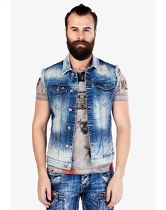 Джинсовый жилет в модном подержанном стиле, джинсовый Cipo&baxx