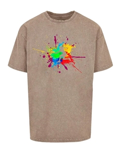 Футболка "Мужская футболка большого размера Color Splash Player, вымытая кислотой", хаки Merchcode