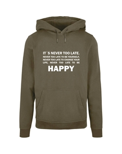 Толстовка с капюшоном " Men's Never Too Late Basic Hoody", оливковый Merchcode