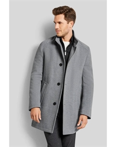 Шерстяное пальто с воротником стойкой, серый Bugatti