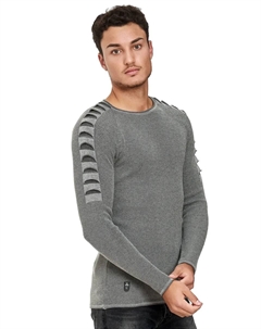 Вязаный свитер "Shark Gills" с крутыми прорезями на рукавах, серый Redbridge