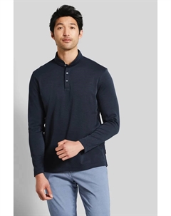 Рубашка-поло с длинными рукавами и воротником-стойкой, цвет морской волны Bugatti