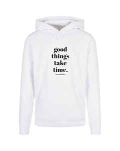 Толстовка с капюшоном " Men's Good Things Take Time Basic Hoody", белый Merchcode