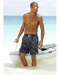 "Blade" шорты для плавания с модным принтом ладоней, цвет Schwarz-Bedruckt S.oliver