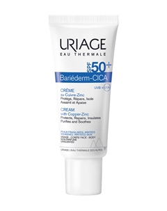 Крем для лица с медью и цинком SPF 50 Bariederm Cica-Cream SPF 50+ Uriage