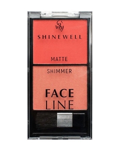 Матовые и мерцающие румяна для лица Face Line Matte Shimmer Blush Shinewell