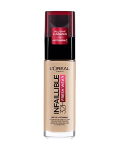 Стойкий тональный крем для лица с сатиновым финишем Infailible 32H Fresh Wear Foundation SPF 25 L'oreal paris