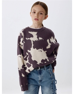 Вязаный джемпер оверсайз с принтом для девочек Sela