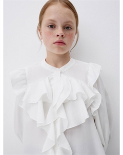 Нарядная белая блузка с жабо для девочек Sela