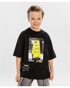 Футболка с принтом чёрная для мальчика Button blue