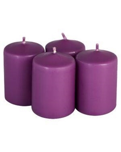 Свеча бочонок, 4 шт, 40х60 мм, ОС, пленка, фиолетовая Антей кэнд