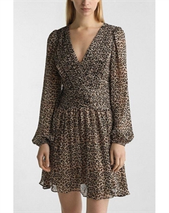 Платье со сборкой на поясе и анималистичным принтом Guess