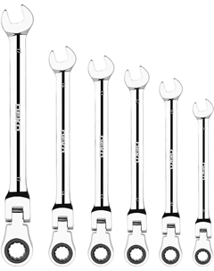 Набор комбинированных трещоточных шарнирных ключей, предметов в наборе: 6 шт., сталь, ключи: комбинированные - 6 шт., RW02 (065-0550) Деко