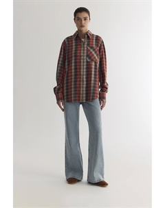 Рубашка в клетку с эффектом варки кораллового цвета 2mood