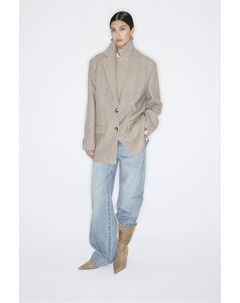 Пальто короткое из шерсти в елочку серо-бежевого цвета 2mood