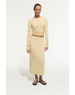 Юбка миди из тонкого трикотажа желтого цвета 2mood