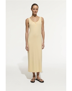 Платье миди из тонкого трикотажа желтого цвета 2mood