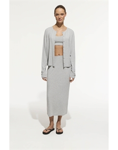 Юбка миди из тонкого трикотажа серого цвета 2mood