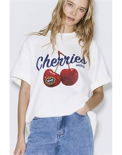 Футболка Vintage Vibe с принтом Cherry молочного цвета 2mood