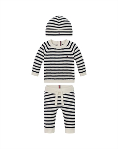 Рубашка, брюки, куртка и шляпа «CABLE KNITTED SET GIFTBOX», с узором «косы», с рукавами реглан, цвет Dark Night Navy Tommy hilfiger