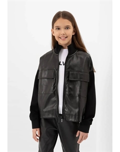 Толстовка со вставками из искусственной кожи, черный Gulliver