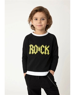 Рубашка с длинными рукавами и стильным контрастным принтом, черно-белый Gulliver