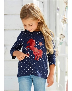 Рубашка "для маленьких девочек" с длинными рукавами и сложными двусторонними аппликациями из пайеток, цвет морской волны Kidsworld