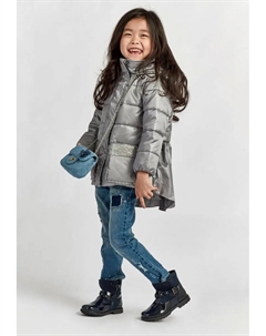 Стеганая куртка Гулливер с удлиненной спинкой, серебристый Gulliver