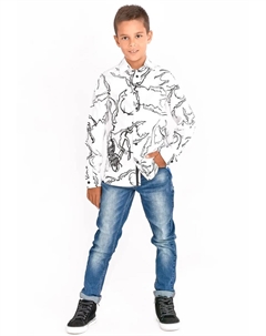 Рубашка с длинными рукавами и орнаментальным принтом, черный Gulliver