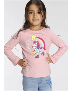 Рубашка с длинными рукавами "Единорог на роликовых коньках", базовый фасон, розовый Kidsworld