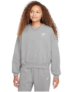 Толстовка Kids Club Fleece Boxy Crew-Neck Sweatshirt, цвет Dark Grey Heather/White Nike