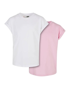 Футболка ", женская футболка из органического материала с удлиненными плечами для девочек, комплект из 2 штук", белый Urban classics