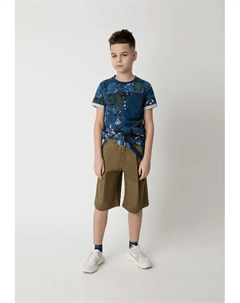 Шорты с контрастным поясом и карманами, хаки Gulliver