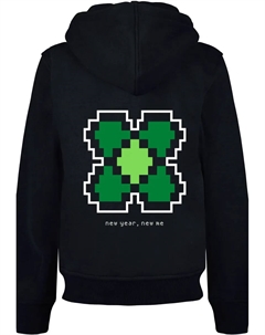 Толстовка "Новый год Happy New Year Pixel Clover", принт, черный F4nt4stic