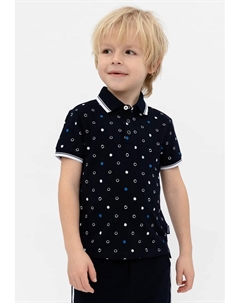 Рубашка-поло в горошек, черно-белый Gulliver