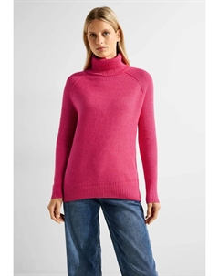 Свитер с высоким воротником из приятного сочетания материалов, коралловый Cecil