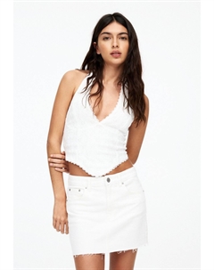 Мини-юбка Denim skirt, белый Pull & bear