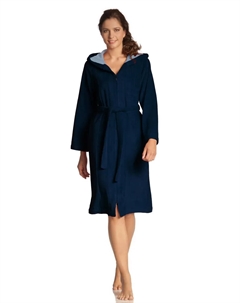 Халат женский "Палермо" (1 шт.), с капюшоном и молнией, синий Vossen