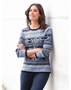 Вдохновение жаккардовый свитер "Жаккардовый свитер", синий Inspirationen