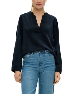 Блузка с длинными рукавами и глубоким V-образным вырезом, цвет морской волны S.oliver